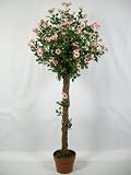Pair of 4ft Potted Artificial Silk Pink Mini Diamond Rose Topiary Trees ~ Wedding Venue Reception & Home Decoration Outdoor Living