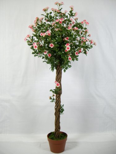 City Travel Guides Discounted  Outdoor Living : Pair of 4ft Potted Artificial Silk Pink Mini Diamond Rose Topiary Trees ~ Wedding Venue Reception & Home Decoration