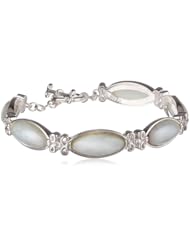 Sterling Silver Jade Link Bracelet, 7.25"