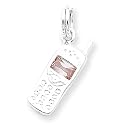 Sterling Silver Pink CZ Cell Phone Charm