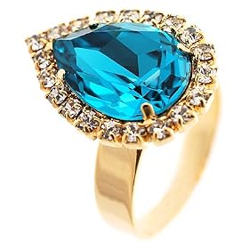 Pear-Cut Turquoise Crystal Ring