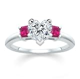 1.40 CT HEART DIAMOND W PRINCESS PINK SAPPHIRE RING 18K