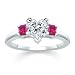 1.00 CT HEART DIAMOND W PRINCESS PINK SAPPHIRE RING 18K