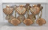 SEA SHELL shells SHOWER CURTAIN Hooks bath decor GOLD