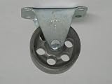 Rigid caster, 2 diameter x 1 wide sintered iron wheel with plain bearing. 150 pound load capacity.