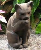 Cast Stone CONTENTED Happy/Satisfied KITTEN CAT Feline Garden SCULPTURE Concrete Statue