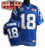 Peyton Manning Jersey: Reebok Replica Blue #18 Indianapolis Colts Superbowl Jersey - Medium