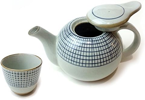 Japanese Style Hand-painted Tic-Tac-line Pattern Ceramic Porcelain Teapot Set