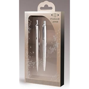 Parker Jotter Ballpoint Pen and Mechanical Pencil Set Stainless Steel + Xmas Gift Box S0895190