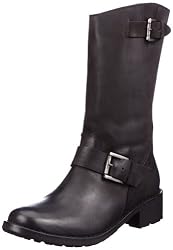 Buffalo London 1000 NEW 06 OIL NUBUCK SYNT FUR 135524, Damen Bikerboots, Schwarz (BLACK 01), EU 40