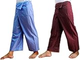 2 X 100% Cotton Length Fisherman Pants Trousers Yoga Pants On Sell With Complimentary