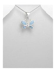 Butterfly Resin Pendant Necklace In 92.5 Sterling Silver