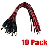 iMBAPrice iMBA-CCTV-PGTM-10 CCTV Security Camera DC Male Power Plug Pigtail Cable - Pack of 10 (Black/Red)