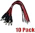 iMBAPrice iMBA-CCTV-PGTM-10 CCTV Security Camera DC Male Power Plug Pigtail Cable - Pack of 10 (Black/Red)