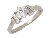 14K White gold ring with baguettes and trillion cut diamonds (center stone not included)