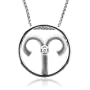 Zodiac Sign Aries Silver Diamond Pendant Necklace (HI, SI3-I1, 0.05 carat) - All 12 Signs Available