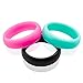 Womens Silicone Wedding Ring Wedding Band - 3 Rings Pack - 5.5mm Wide (2mm Thick) - Teal, Pink, Black