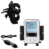 Gomadic for the PalmOne Z22 - PalmOne z22 Auto Vent Holder with Car Charger - Uses Gomadic TipExchange