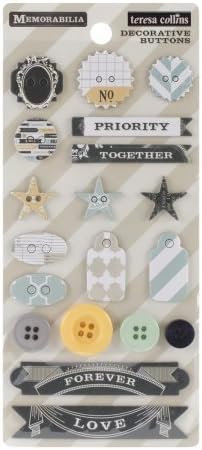 Memorabilia Decorative Buttons &amp; Chipboard 19 Pieces-