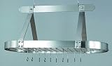 36x19x15Â½ Oval Satin Nickel Pot Rack w/Grid, 16 Hooks, RM