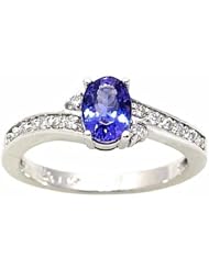 14K White Gold Tanzanite and Diamond Ring -- LIFETIME WARRANTY