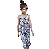 Ochine　幼児　女の子 子供服 かわいい花プリント　プリンセス風 ロンパース　スリング　セット服　子供服　2-7歳設定　ノースリーブ カバーオール 2色選べる　 (140, ブルー)