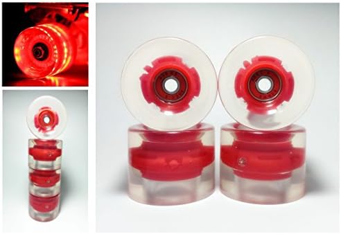 Enti LED Light-up Penny Skateboard Wheels with ABEC-9 Bearings (Pack of 4) (Red)