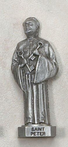 Pewter 3" Statue St. Peter. Catholic Saint Peter Patron Saint of Fishermen, Fishing, Longevity, Popes, Rome, Longevity, Pope, Bridge Builders, Butches, Carpenters, Clock Makers, Foot Trouble, Glass Makers, Long Life, Masons, Net Masons, Ship Builders, Against Frenzy, Bakers, Bridge Builders, Clocks, Cobblers, Fever, Foot Problems, Harvesters, Locks, Locksmiths, Longevity, Papacy, Shoemakers, Stone Masons, Watches, Watch Makers.