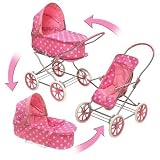 Pink and White Polka Dots 3-in-1 Pram, Carrier & Stroller