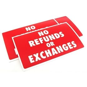 3 No Refunds or Exchanges Display Signs Window Message