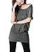 Allegra K Woman Scoop Neck Batwing Sleeves Tunic Top Dark Grey XL