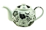 Typhoon Black and White Floral 6 Cup Teapot
