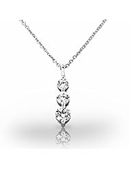 Platinum Brilliant Graduated Diamond Pendant Featuring Three Round Brilliant Diamonds. 1 CTW