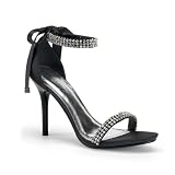 Pleaser Enchant-34 4 Inch Ankle Strap Sandal with Rhinestones Size 6