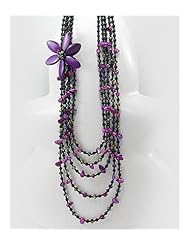 Flower Dyed Mother of Pearl Necklace In Sterling Silver