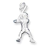 Sterling Silver Baseball Batter Charm with 20 inch Sterling Silver Chain