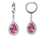 3.82 cts 925 Sterling Silver Genuine Lab Created Pink Topaz Earrings