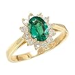 14K Yellow Gold Emerald and Diamond Ring