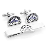 Colorado Rockies Cufflinks And Tie Bar Gift Set-CLI-PD-CLR-CT