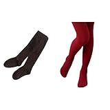 【POLKA】ポルカ ベビー ＆ キッズ V字編み カラー タイツ 2色セット （5パターン全10色） (105（98～108㎝）, ブラウン＆ボルドー)