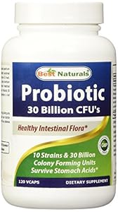 Best Naturals Probiotic 10 Strains & 30 Billion CFU Intestinal Flora, 120 Veggie Capsules