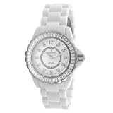 Swiss Watches:Peugeot Women's PS4885WT Swiss Ceramic Swarovski Crystal White Dial Watch