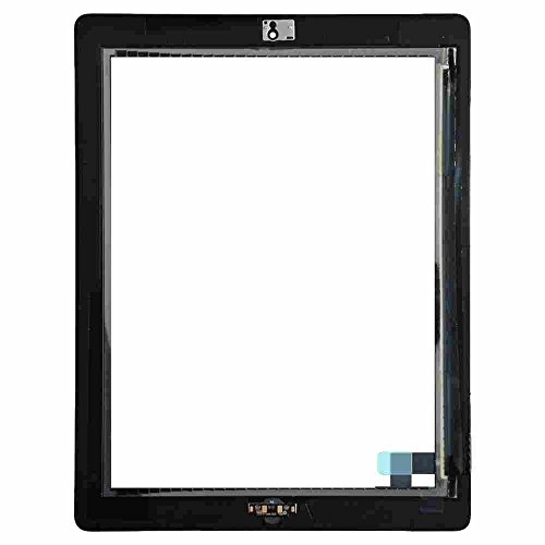 Dannemann Replacement Touch Screen Display Glass Digitizer For iPad 2 2G Black includes Home Button + Camera Holder + PreInstalled Adhesive