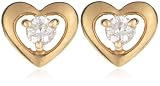 9ct Yellow Gold AME96919 Ladies Cubic Zirconia Heart Stud Earrings