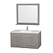 Wyndham Collection Centra 42" Single Bathroom Vanity in Grey Oak, White Man-Made Stone Countertop, Undermount Square Sink & 36" Mirror