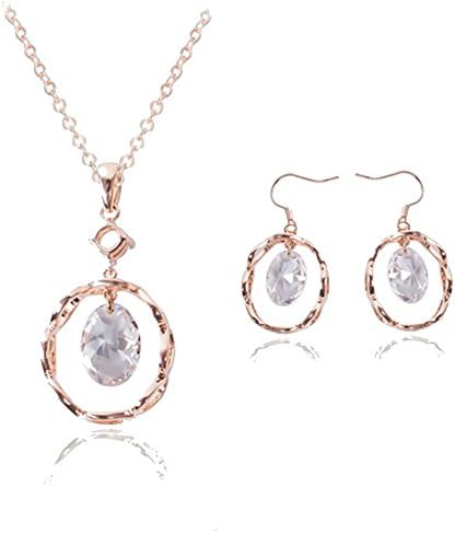Dasion The New Crystal Pendant Earrings Two-piece Outfit European And American Fashion Party Wwomen Jewelry Gifts(Gold£