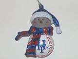 NEW YORK METS 2.5 Striped Snowman with Scarf Home Run Baseball CHRISTMAS ORNAMENT