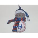 NEW YORK METS 2.5" Striped Snowman with Scarf Home Run Baseball CHRISTMAS ORNAMENT