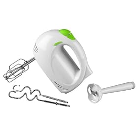 Team - M 22 NG - Batteur / Mixeur - Fouets Batteur et P�trisseur + Pied Mixeur Anti-�claboussures - 5 Vitesses - Turbo - Coloris Blanc/Vert