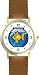 Goldfish in Bowl Animal - WATCHBUDDY� DELUXE TWO-TONE THEME WATCH - Arabic Numbers - Brown Leather Strap-Size-Large ( Men's Size or Jumbo Women's Size )